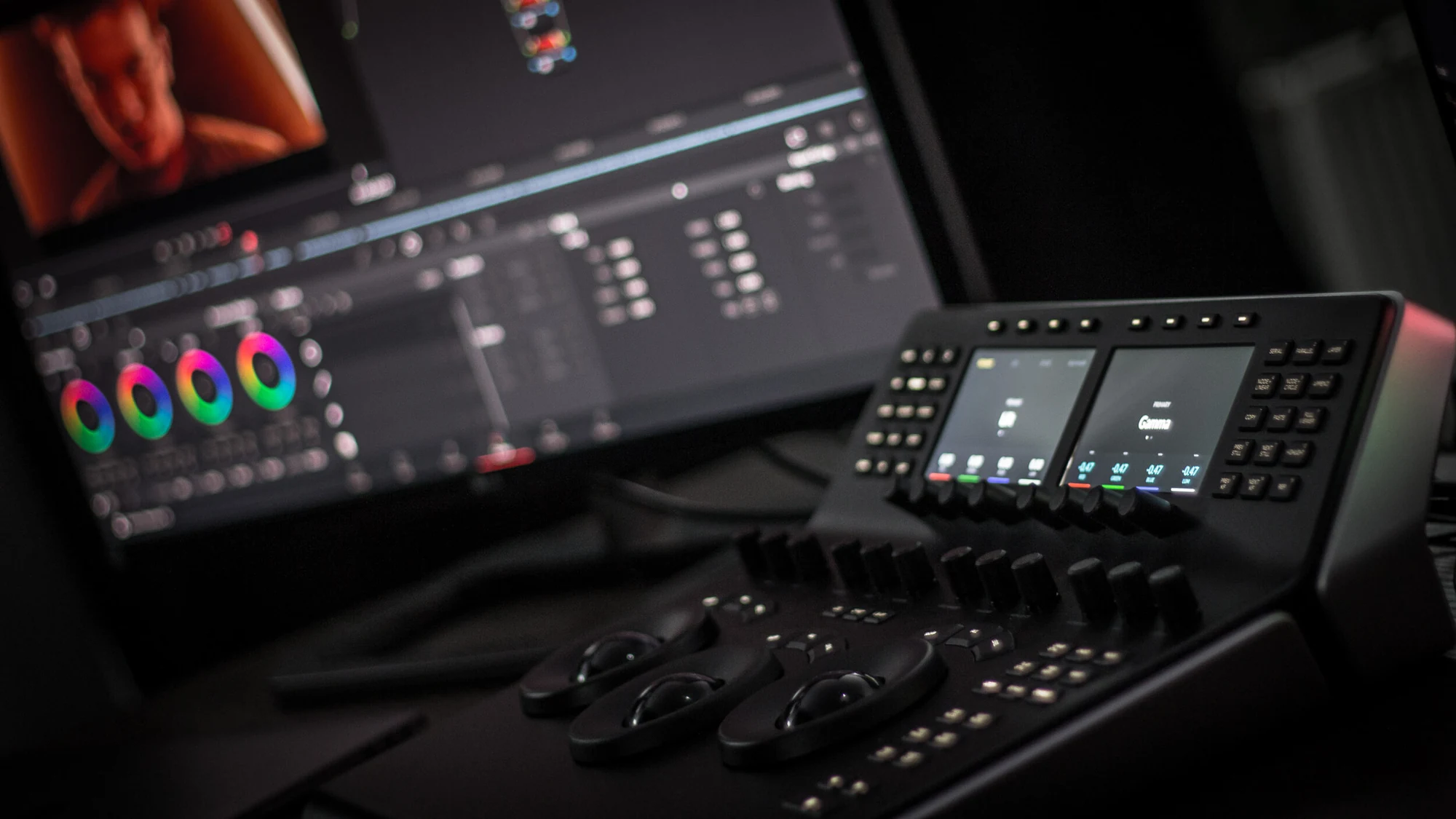 DaVinci Resolve and a grading control panel